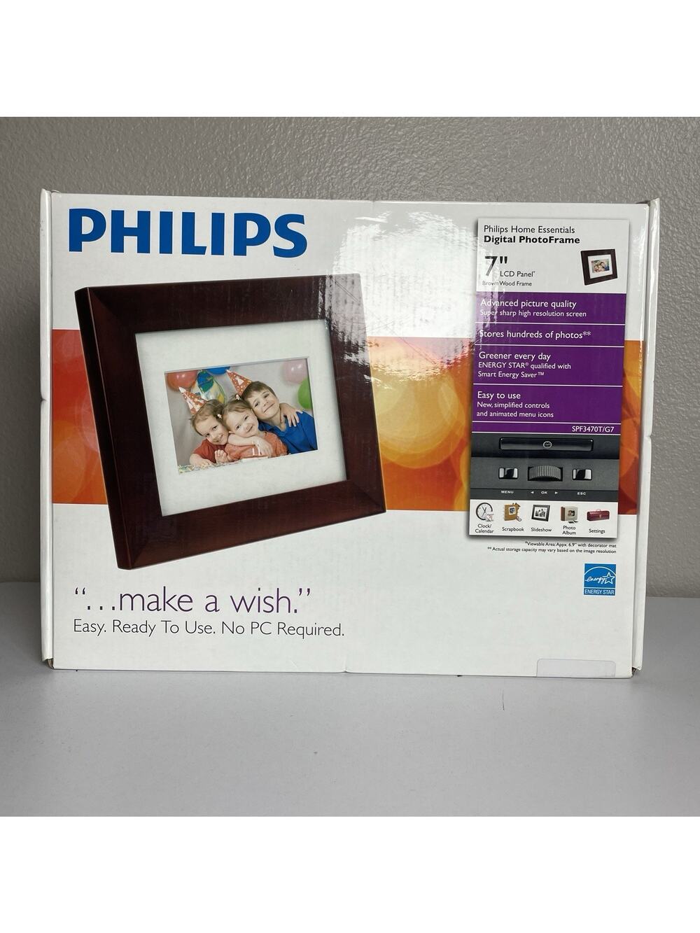 Philips (SPF3470T/G7) Digital PhotoFrame 7" LCD Panel Brown Wood Frame